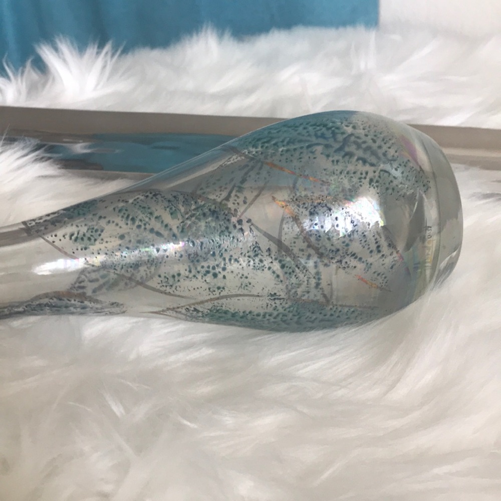 Bud Vase Hand Painted Glass Handmade Unique European Home Accent Decor Gift - Picture 2 of 4